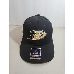 Anaheim Ducks Hat Cap Fitted Small/Medium Black Fanatics NHL FLEXFIT New